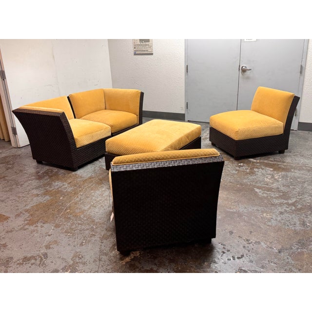 2020s Orlando Diaz-Azcuy for McGuire Cambay Sectional + Ottoman For Sale - Image 5 of 11
