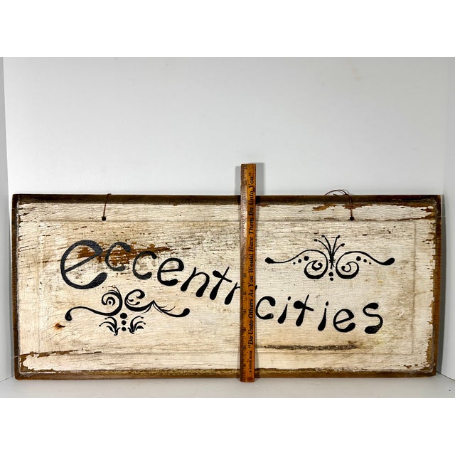 Primitive Folk Art Hand Painted 'Eccentricities' Sign For Sale - Image 12 of 14