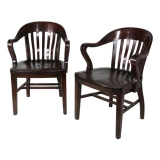Pr. Vintage Bank of England Jury Chairs by the Marble & Shattuck Furniture Company For Sale
