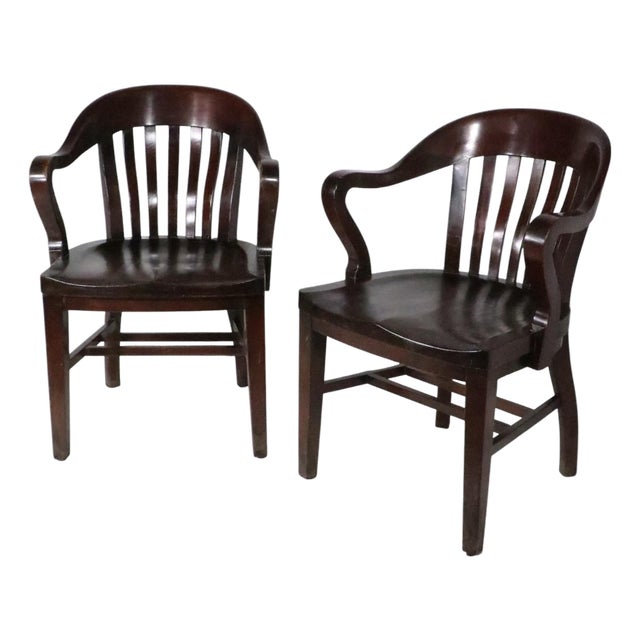 Pr. Vintage Bank of England Jury Chairs by the Marble & Shattuck Furniture Company For Sale