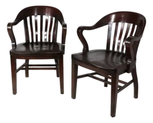 Pr. Vintage Bank of England Jury Chairs by the Marble & Shattuck Furniture Company