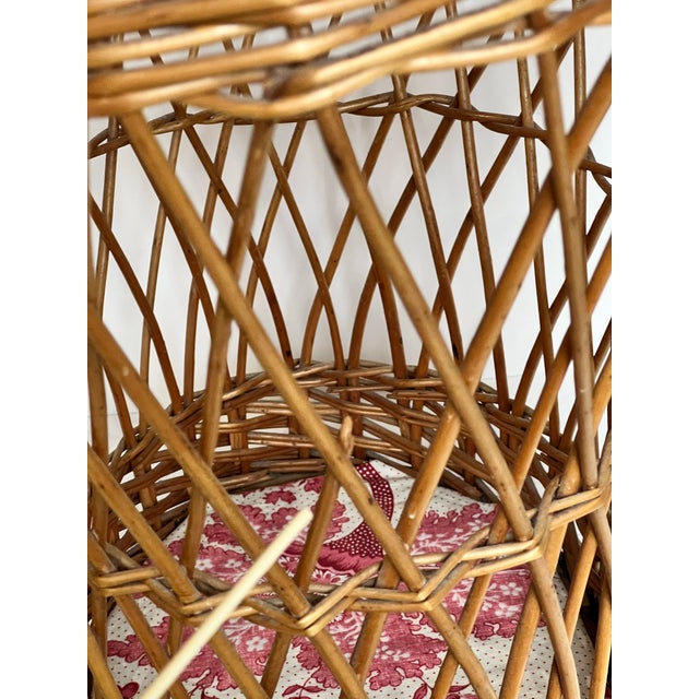 Chestnut Vintage French Lattice Style Basket With Handle For Sale - Image 8 of 11