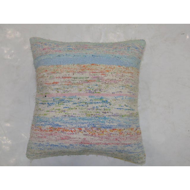 Zabihi Collection Tie Dye Color Rag Rug Turkish Pillow For Sale - Image 4 of 5