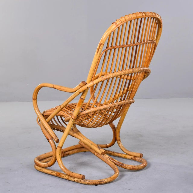 Vintage Italian Tito Agnoli Rattan Chair For Sale In Detroit - Image 6 of 12