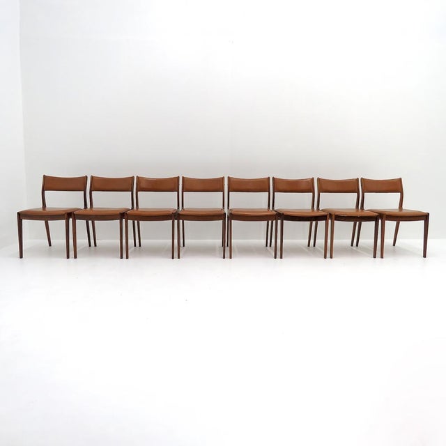 Set of 8 Danish Modern, Palisander & Leatherette, Dining Chairs, 1960 For Sale - Image 9 of 10