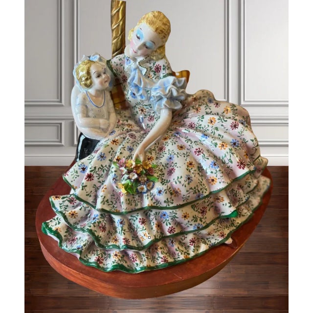 Vintage Porcelain Figurine Table Lamp: Mother and Child For Sale In New York - Image 6 of 12