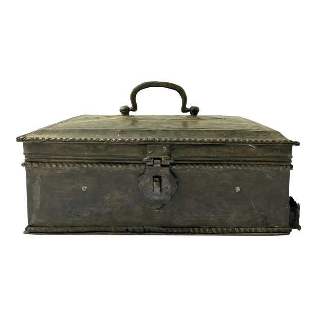 Anglo Indian Georgian Campaign Patinated Brass Desk Box For Sale