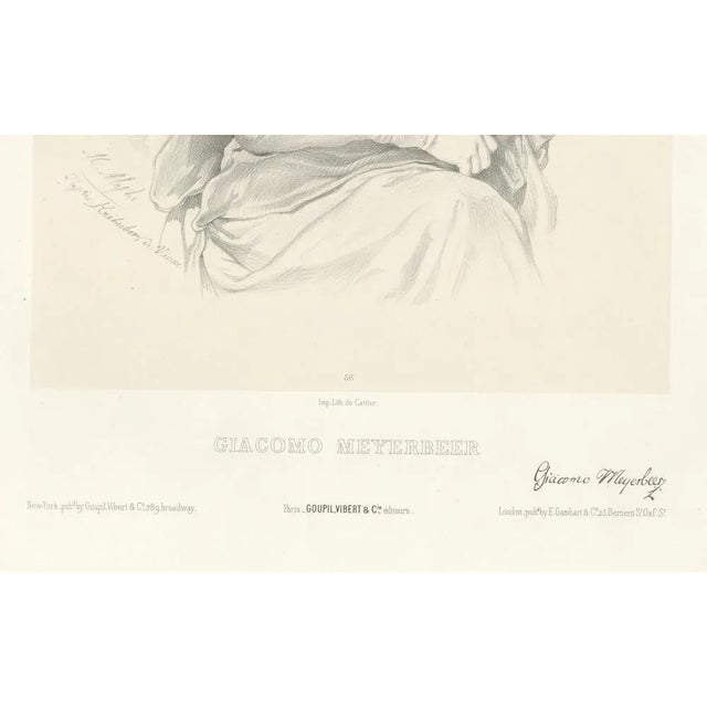 Portrait of Giacomo Meyerbeer by Le Gout-Gérard – 19th Century Lithograph, circa 1855 This refined lithograph portrays the...