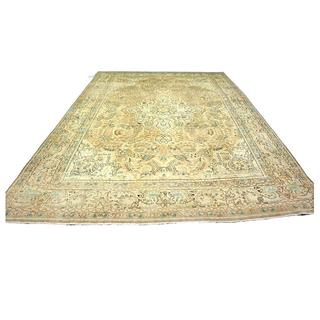 Condition: Antique - Worn Circa: 1930s Origin: Persia Design: Tabriz Actual size: 8.3 x x 11.3 Color: Tan, Ivory, Black,...