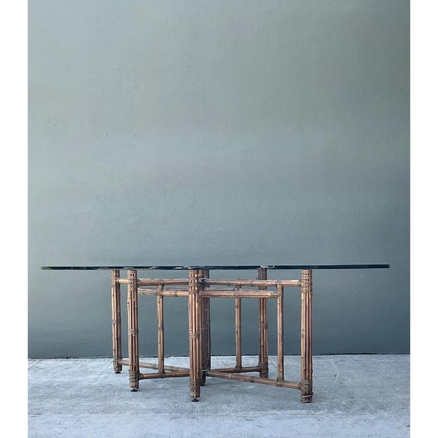 Coffee McGuire Rattan and Glass Oval Dining Table For Sale - Image 8 of 12