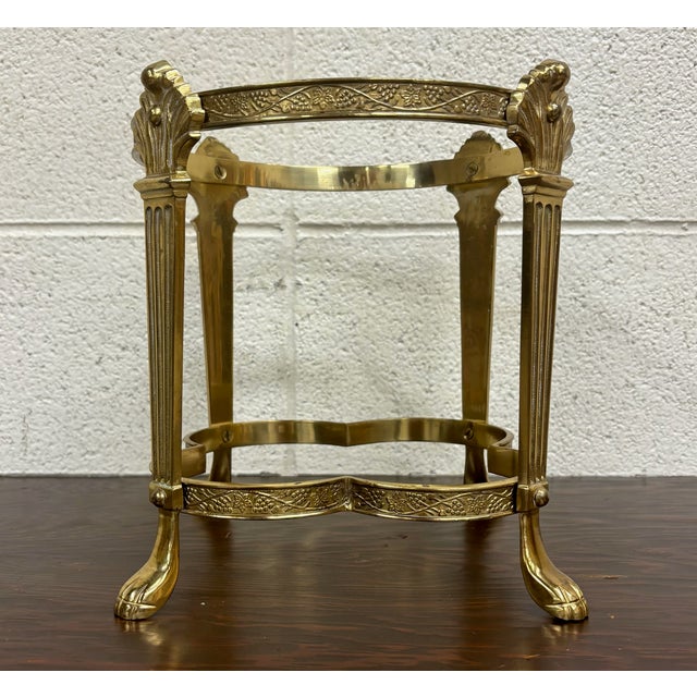 Traditional Vintage Bubbled Glass Fruit Bowl With Brass Stand For Sale - Image 3 of 12