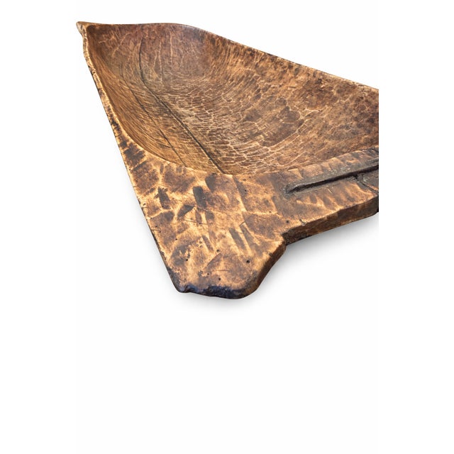 40-Inch Antique Mid-19th Century European Primitive Hand-Hewn Beech Wood Dough Bowl For Sale - Image 16 of 17
