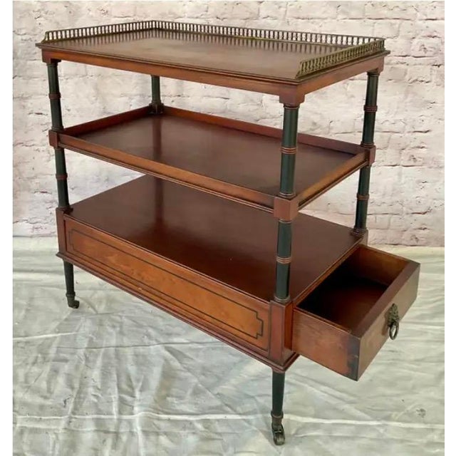 Early 20th Century Beacon Hill Mahogany Etagere Side Table With Brass Gallery For Sale - Image 5 of 13