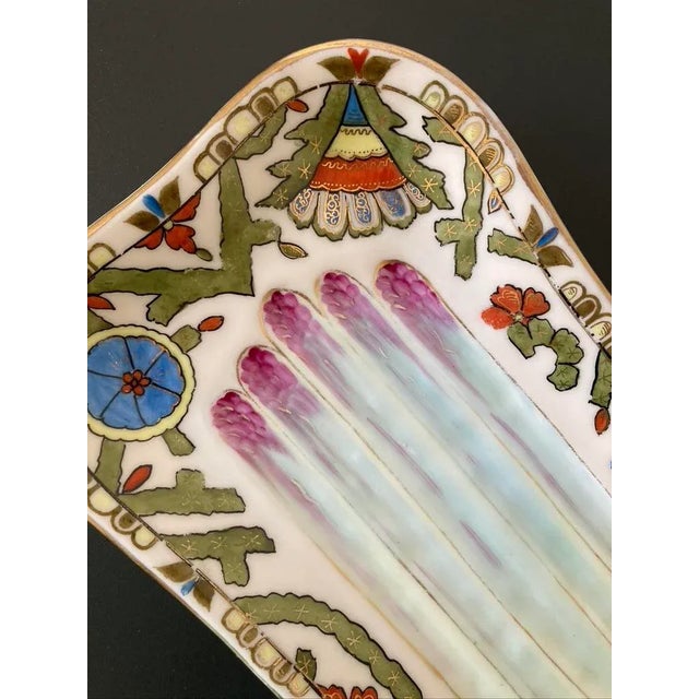 Austrian Green Porcelain Asparagus Rectangular Plate Dish by Royal Vienna For Sale In New York - Image 6 of 12