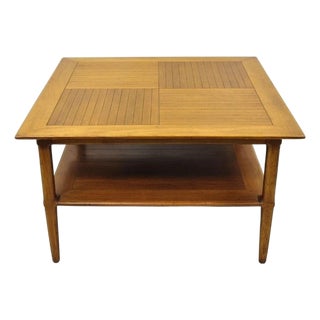 Vintage Tomlinson Sophisticate Mid Century Modern Square Walnut Lamp Side Table For Sale