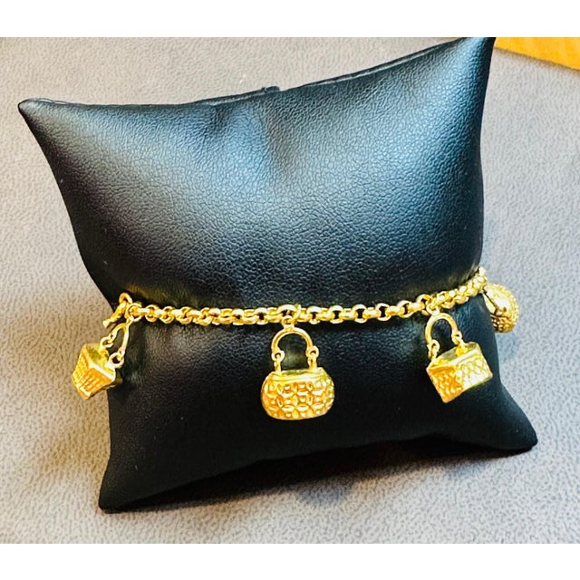 24 Karat Yellow Pure Gold 15.5 Gm Charm Bracelet with 7 Basket Charms For Sale - Image 18 of 18