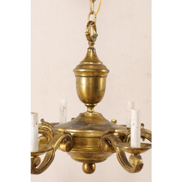 Brass Mid 20th Century French 8-Light Gold-Tone Chandelier For Sale - Image 8 of 11