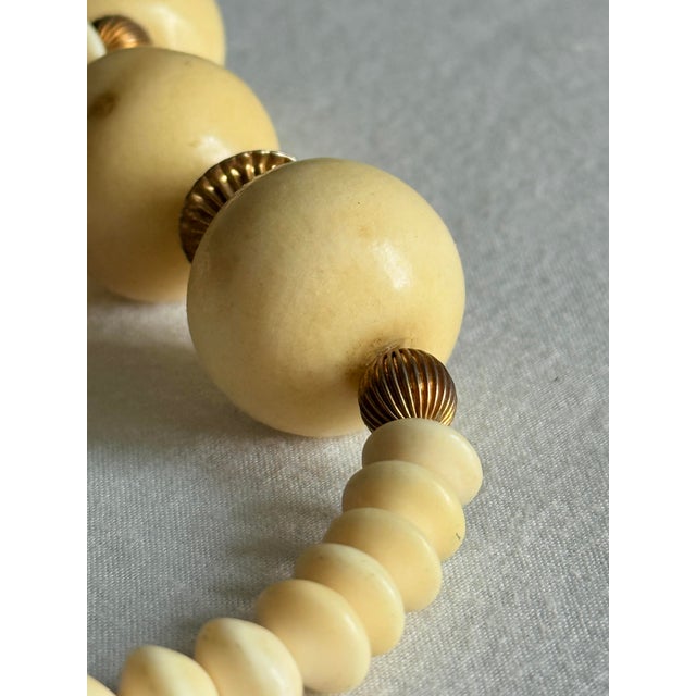 Vintage 1970s Bohemian Long Ivory Beaded Statement Necklace For Sale - Image 11 of 13