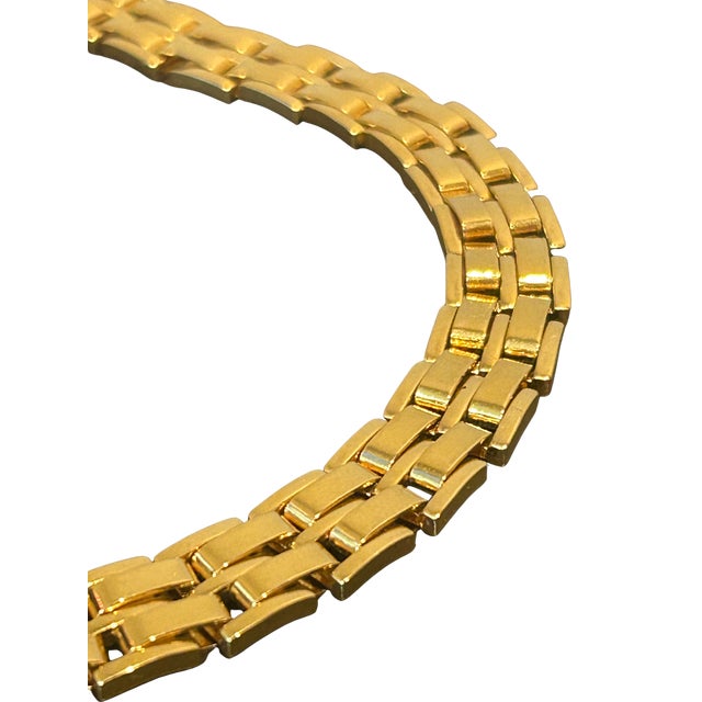 1980s Vintage Napier Gold-Tone Bismarck Link Choker Necklace | Signed Designer Statement Collar, 17” | 1980s Classic Jewelry For Sale - Image 5 of 6