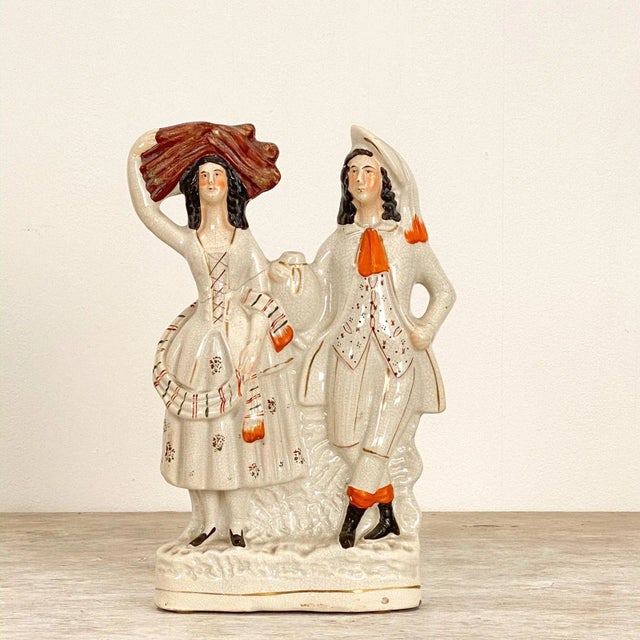 Late 19th Century Circa 1880 Staffordshire Figure of a Man and Woman, England For Sale - Image 5 of 5