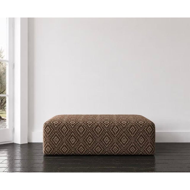 Boho Chic Fragments Identity Woven Diamond Cocktail Ottoman For Sale - Image 3 of 4