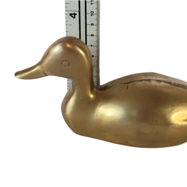 Pair of Vintage Brass Duck Decoy Figurines or Bookends 9" For Sale - Image 13 of 14