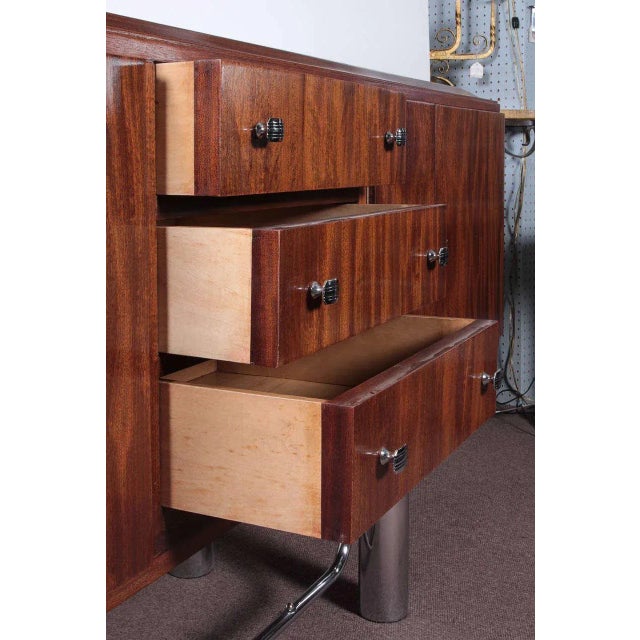 Brown 1950s French Modernist Flame Mahogany Sideboard For Sale - Image 8 of 10