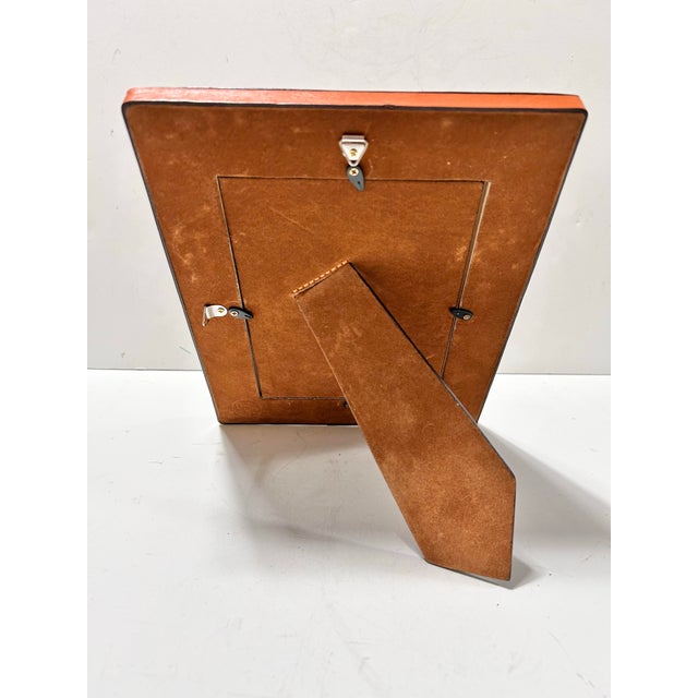 1980s Southwestern Tooled Leather Picture Frame With Concho Accents, Holds 5x7 Photo For Sale - Image 4 of 12