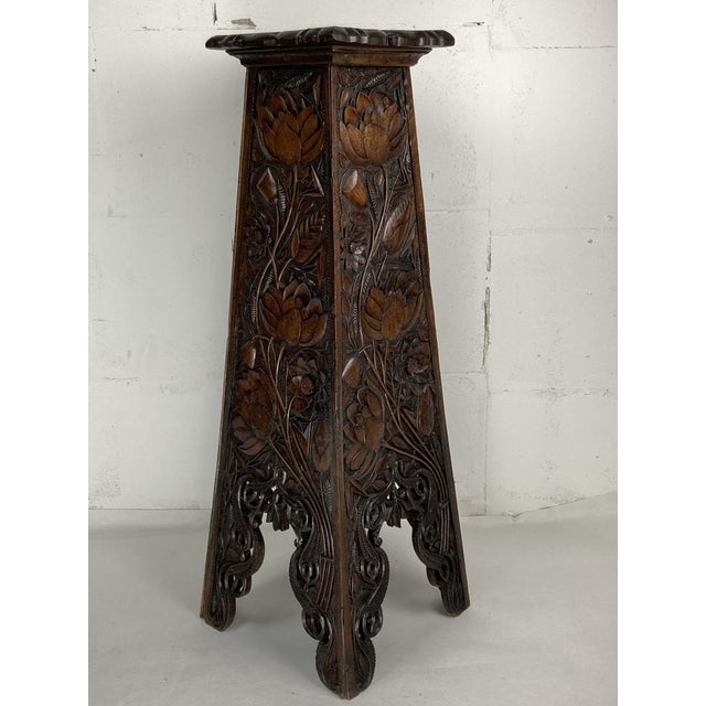 Large Arts and Crafts Hand Carved Pedestal, England, 1880s For Sale - Image 18 of 18