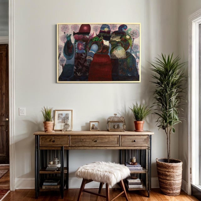 1980s Simonetta Carpini, Masked Figures, 1980, Mixed Media For Sale - Image 5 of 16