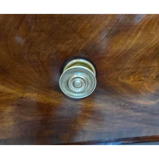 Brown Antique Circa 1845 American Classical Bookmatched Crotch Black Walnut Chest of Drawers With Turned Bun Feet For Sale - Image 8 of 16