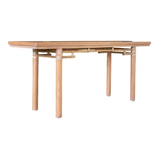 Vintage McGuire Bamboo Fretwork Flip Top Console or Dining Table For Sale