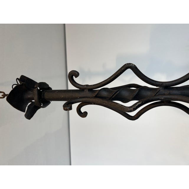 White Large 8-light Wrought Iron Chandelier. French Work. Circa 1950 For Sale - Image 8 of 12