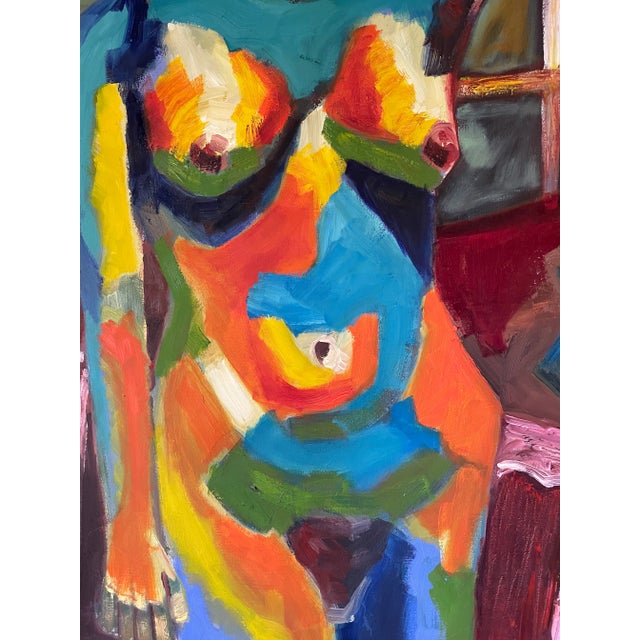 Late 20th Century Fauvist Palette Portrait of Woman Oil Painting, Framed For Sale - Image 4 of 7