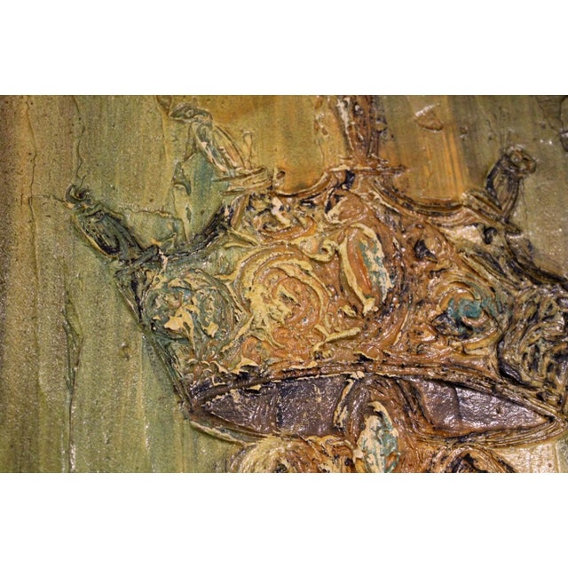 Van Hoople Family Crest Mid Century Modern Textured Painting on Board Framed For Sale In Detroit - Image 6 of 9