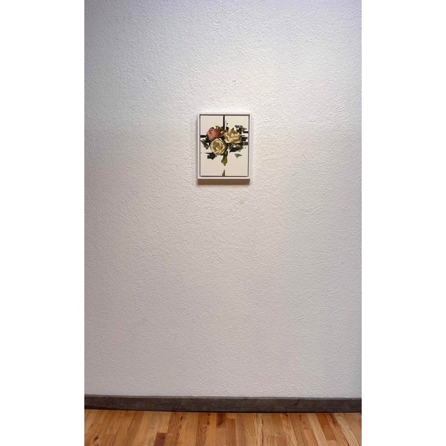 Recomposed No. 2 by Jon Doran | Oil on panel Painting of pink and cream roses with abstract elements For Sale - Image 4 of 5