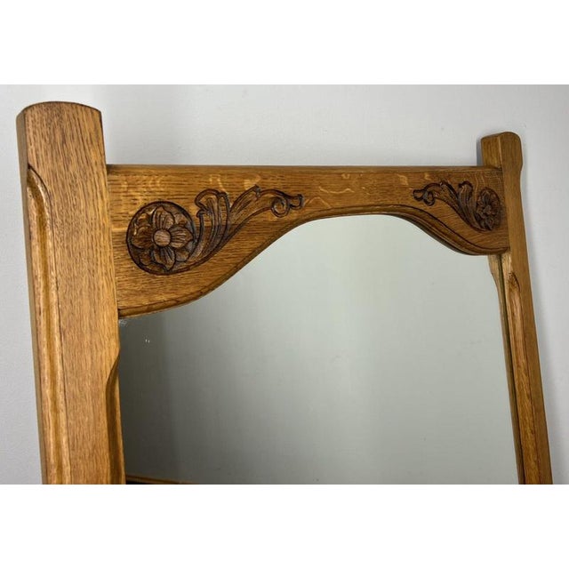 French Wall Mirror with Ornate Carved Oak Frame For Sale - Image 6 of 9