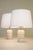 Modern Matched Pair Mid Modern Stacked White Alabaster Marble Cylinder Table Lamps Russel Wright 1950's For Sale - Image 3 of 11
