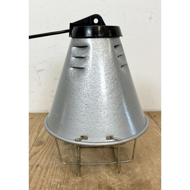 Industrial Grey Aluminium Cage Pendant Lamp, 1970s For Sale - Image 12 of 18