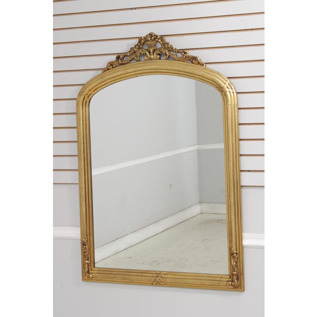 Age: C.1950s Details: Nice Gold Gilt Finish High Quality Construction Nice Vintage Mirror Ornate Urn Carved Top Condition:...