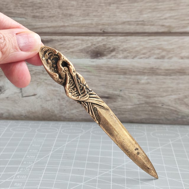 A mesmerizing piece of authentic French Art Nouveau history! This antique desk letter opener features a stunning high-...