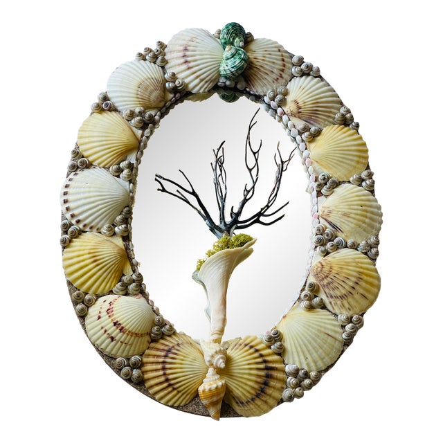 Mid 20 Th C Sea Shell Oval Mirror For Sale