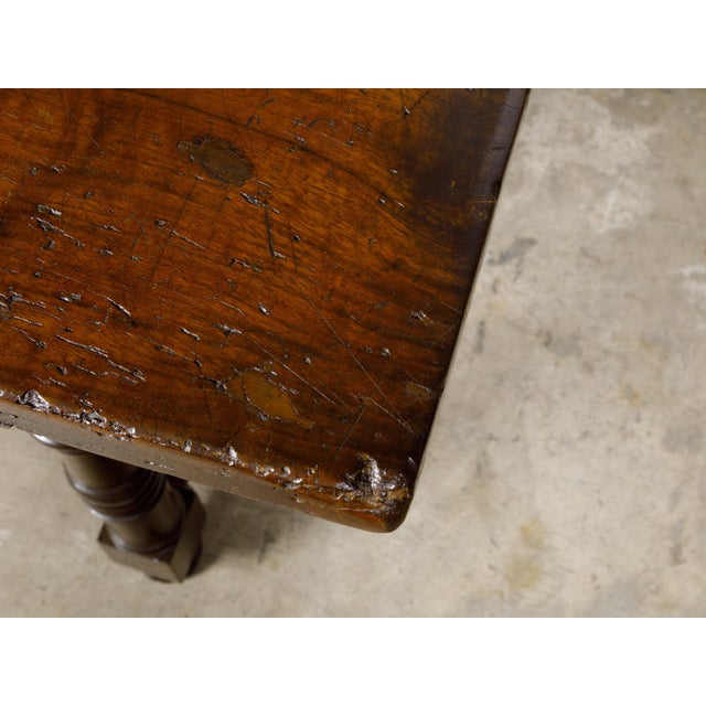 Italian 1800s Walnut Baroque Style Spool Table with H-Form Cross Stretcher For Sale In Atlanta - Image 6 of 12