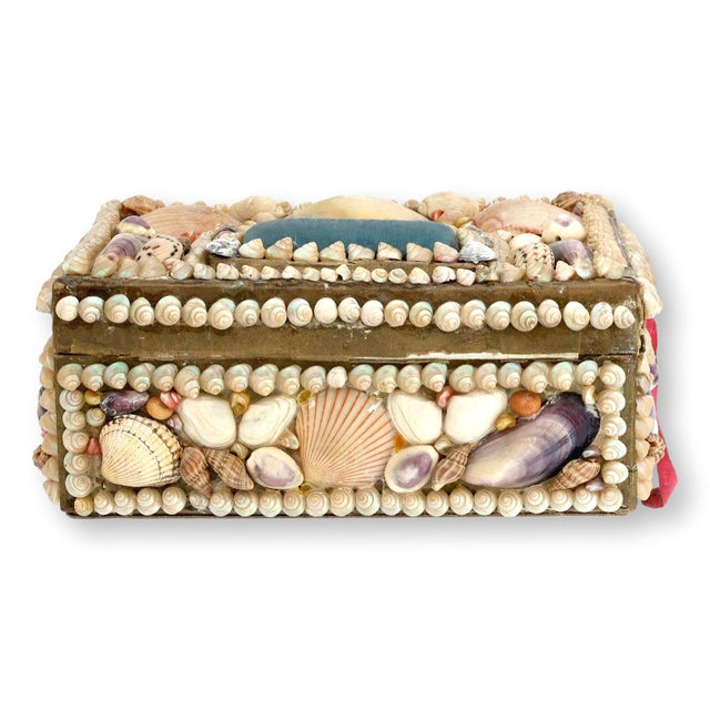 Textile French Seaside Souvenir Shell Box For Sale - Image 7 of 7