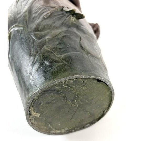 Chocolate Vintage French Art Nouveau Bronze Figural Vase After Auguste Moreau For Sale - Image 8 of 11
