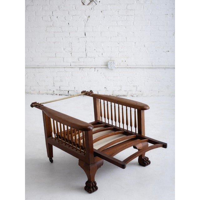 Victorian Antique Paw Foot Morris Chair in Oak For Sale - Image 15 of 15