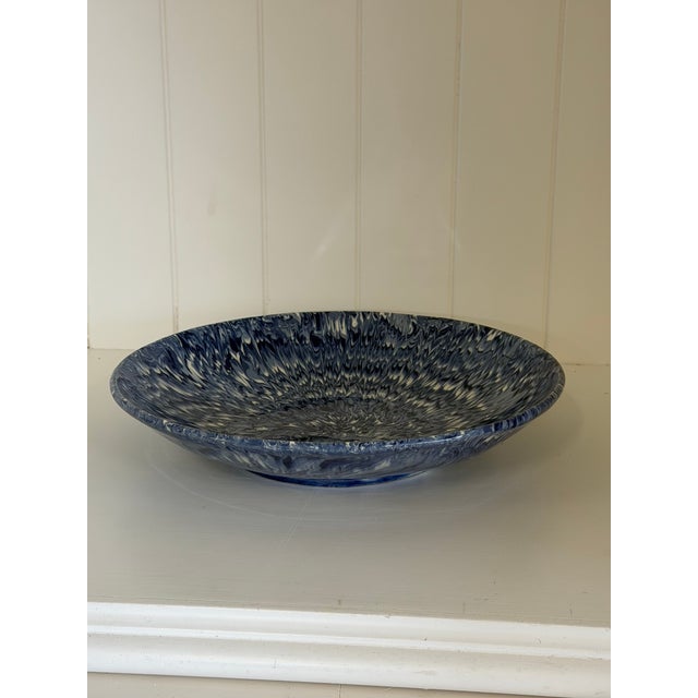 Signed Christine Jouval Blue Aptware Serving Bowl For Sale - Image 4 of 18