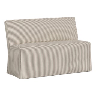 Slipcover for Stoffer Home x Cloth & Company for Lindy Slipcover Dining Banquette in Jane Stripe Mauve For Sale