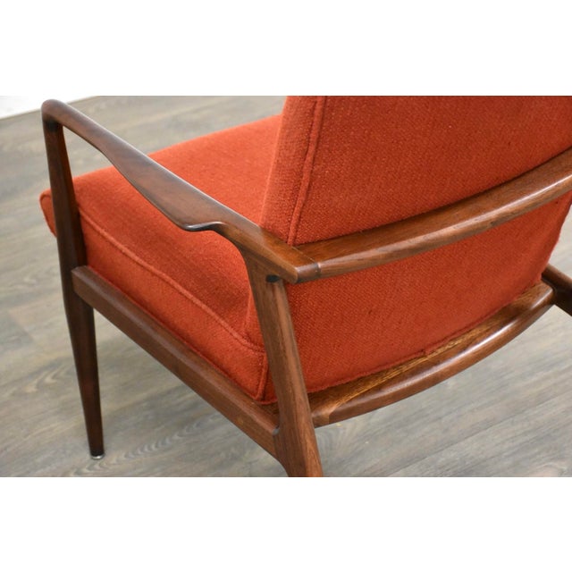Mid-Century Modern 1960s Stow Davis Walnut and Red Lounge Chair For Sale - Image 3 of 7