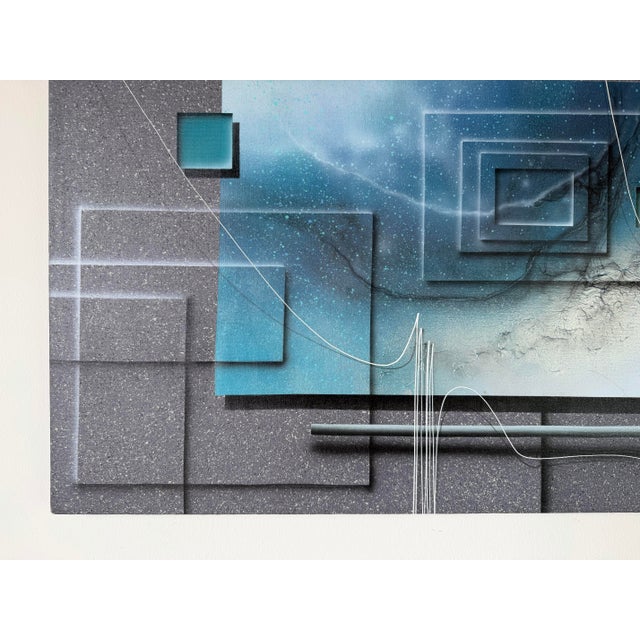 Textile 1980s Josef Kugler Abstract Geometric Acrylic on Canvas Painting For Sale - Image 7 of 12